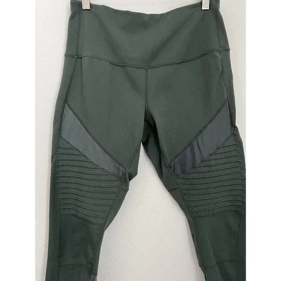 Zella Size Large Olive Green Ribbed Moto Leggings - Picture 2 of 6